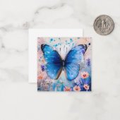Carte De Correspondance Majestic Blue Butterfly Art (Devant/Arrière en situation)