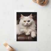 Carte De Correspondance Majestic white cat (Devant/Arrière en situation)