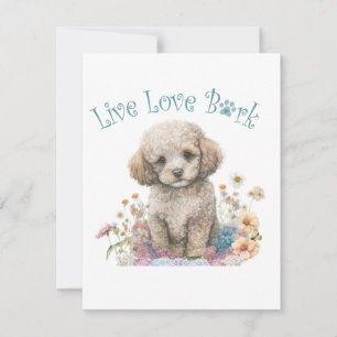 Carte De Correspondance Maman Chien Caniche Floral