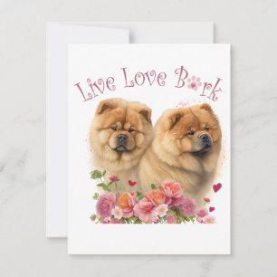 Carte De Correspondance Maman Chien Chow Chow Floral