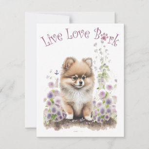 Carte De Correspondance Maman chien Poméranie Floral