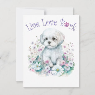 Carte De Correspondance Maman de chien maltais Floral