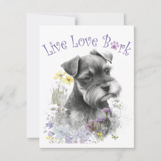Carte De Correspondance Maman de Schnauzer Fleurs (Devant)