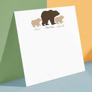 Carte De Correspondance Maman Ours Personnalisée Avec 2 Noms D'Enfants Cad