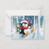 Carte De Correspondance Manchot heureux - Joyeux Noël - À votre santé - Am (Dos)