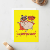 Carte De Correspondance Manger est mon super-puissance rouge carlin style (Devant/Arrière en situation)