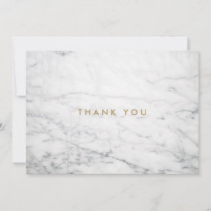 Carte De Correspondance Marbre blanc minimaliste Monogramme or Merci