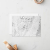 Carte De Correspondance Marbre blanc moderne Luxe Designer Appartement (Devant/Arrière en situation)