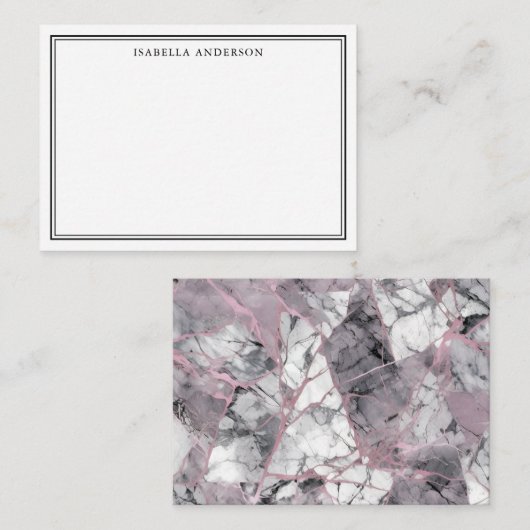 Carte De Correspondance Marbre moderne rose et gris Personnalisé (Devant / Derrière)