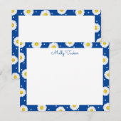 Carte De Correspondance Marguerites Préparatoires Aquarelle Florale Bleue (Devant / Derrière)