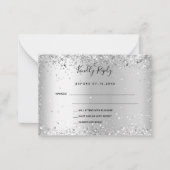 Carte De Correspondance Mariage Argent confetti RSVP (Devant)