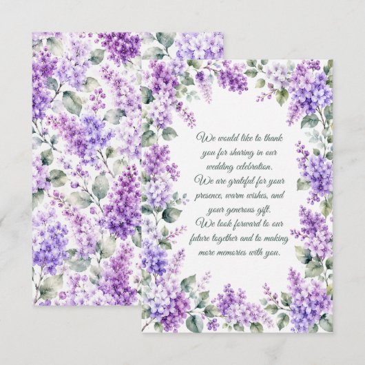 Carte De Correspondance Mariage aux lilas (Devant / Derrière)