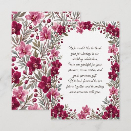 Carte De Correspondance Mariage aux Orchidées (Devant / Derrière)