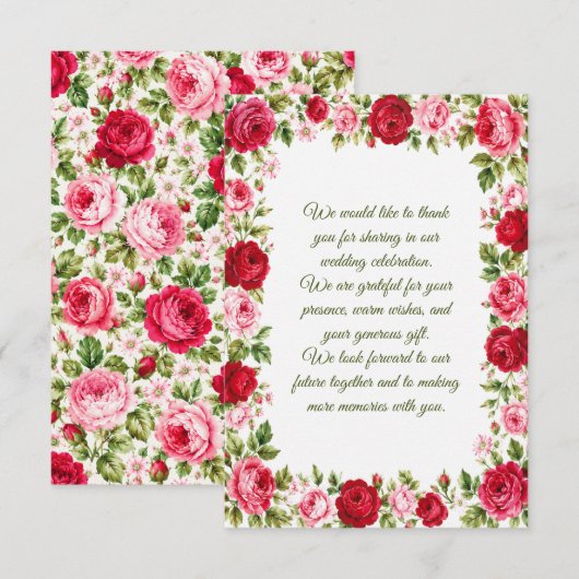 Carte De Correspondance Mariage aux Roses (Devant / Derrière)