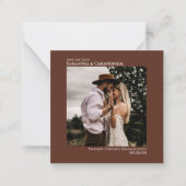 Carte De Correspondance Mariage Brown simple Enregistrer la date Photo Min (Devant)