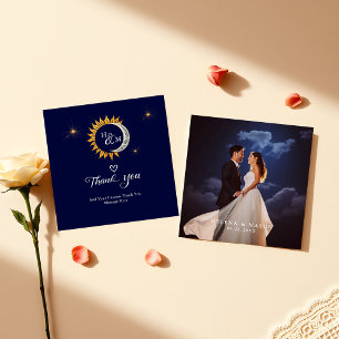 Carte De Correspondance Mariage Budget Photo Sun Moon Monogram Merci