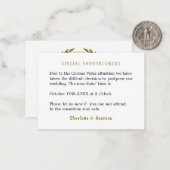 Carte De Correspondance Mariage Changement De Date (Devant/Arrière en situation)