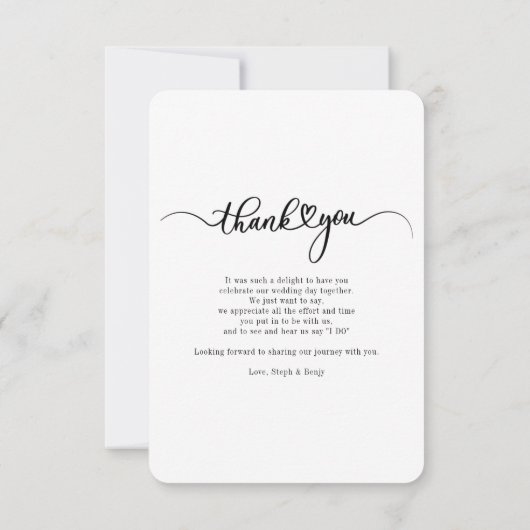 Carte De Correspondance Mariage Couple Script photo Merci (Dos)