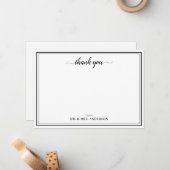 Carte De Correspondance Mariage de calligraphie de script moderne Merci (Devant/Arrière en situation)