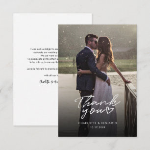 Carte De Correspondance Mariage de Merci de script élégant photo moderne