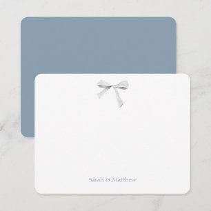 Carte De Correspondance Mariage de noeud à ruban bleu et blanc Dusty