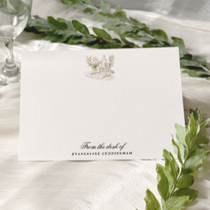 Carte De Correspondance Mariage élégant au manoir avec jardin à l'aquarell