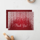 Carte De Correspondance Mariage élégant Merci Note Nuit Éblouissant Rouge (Devant/Arrière en situation)