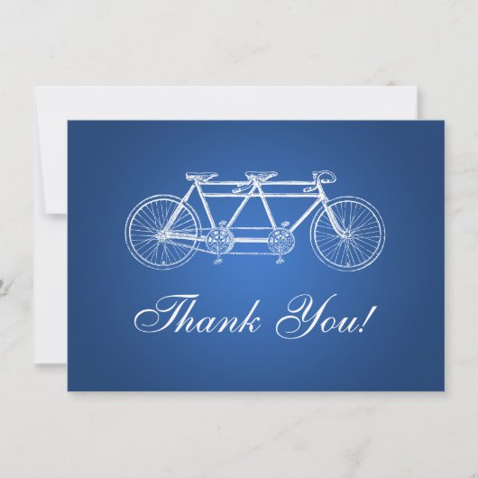 Carte De Correspondance Mariage élégant Merci note Tandem Vélo Bleu (Devant)