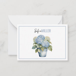 Carte De Correspondance Mariage Élégant Minimaliste aux Hortensias Bleus