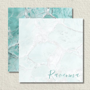 Carte De Correspondance Mariage élégant Seafoam Argent Marble Nom personna