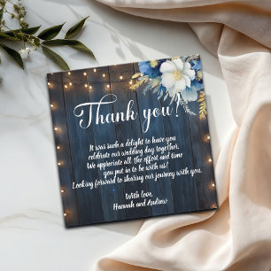 Carte De Correspondance Mariage en bois bleu Note