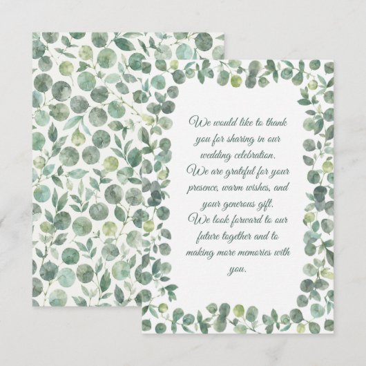 Carte De Correspondance Mariage Eucalyptus (Devant / Derrière)