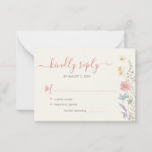 Carte De Correspondance Mariage fleur sauvage de boho budget RSVP (Devant)