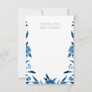 Carte De Correspondance Mariage floral bleu Chinoiserie merci