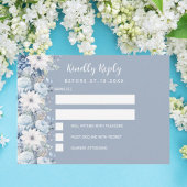 Carte De Correspondance Mariage floral bleu foncé RSVP