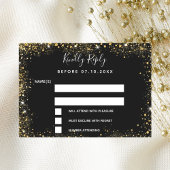 Carte De Correspondance Mariage glamour en or noir RSVP