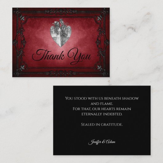 Carte De Correspondance Mariage Halloween gothique alternatif sombre (Devant / Derrière)