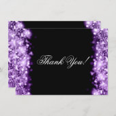 Carte De Correspondance Mariage Merci Note Éclairage Lumières Violet (Devant / Derrière)