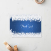 Carte De Correspondance Mariage Merci Note Magique Étincelle Bleue (Devant/Arrière en situation)