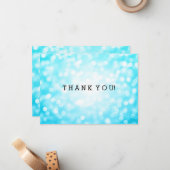 Carte De Correspondance Mariage Merci Note Parties scintillant Turquoise L (Devant/Arrière en situation)