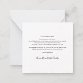 Carte De Correspondance Mariage Merci photo simple et moderne (Dos)