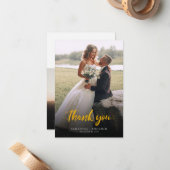 Carte De Correspondance Mariage Merci Script Couple Photos (Devant/Arrière en situation)