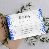Carte De Correspondance Mariage moderne bleu roi argent RSVP