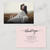 Carte De Correspondance Mariage moderne Script photo Love Coeur Merci (Devant / Derrière)