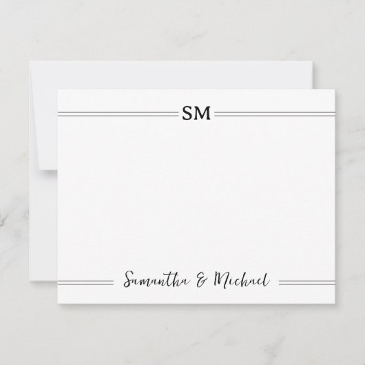 Carte De Correspondance Mariage Monogramme Initiales Couple Nom Personnali (Devant)