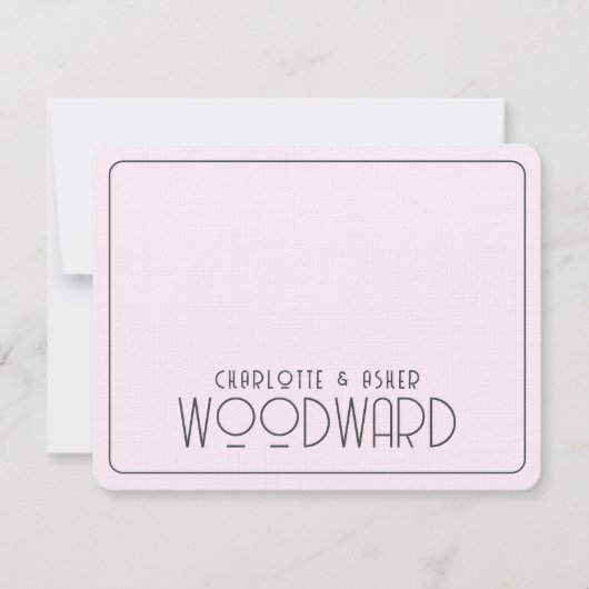 Carte De Correspondance Mariage Monogramme Nouveaux mariés Rose Embossé Li (Devant)