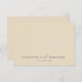 Carte De Correspondance Mariage personnalisé Monogram Cream Faux Linen (Devant / Derrière)