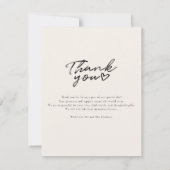 Carte De Correspondance Mariage photo de script manuscrit moderne Merci (Dos)