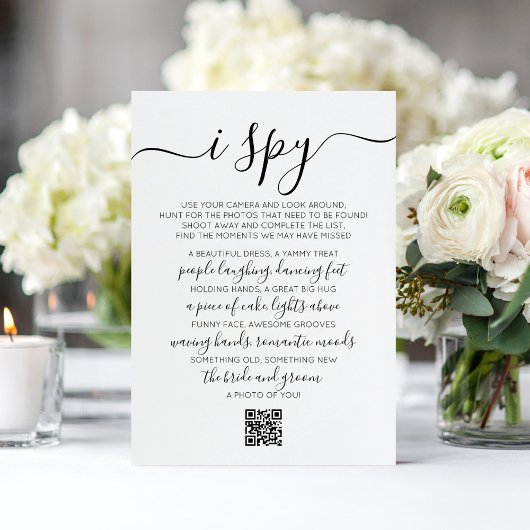 Carte De Correspondance Mariage Photo Hunt Jeu I Spy Jeu QR Code Card