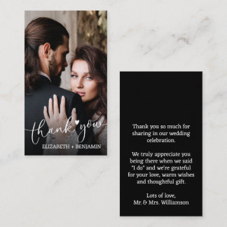 Carte De Correspondance Mariage Photo Lettré à la main Merci budgétaire